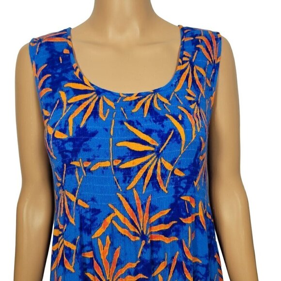Soft Surroundings Women's Blue Maxi Length Tropical Print Dress Size M - Picture 2 of 10